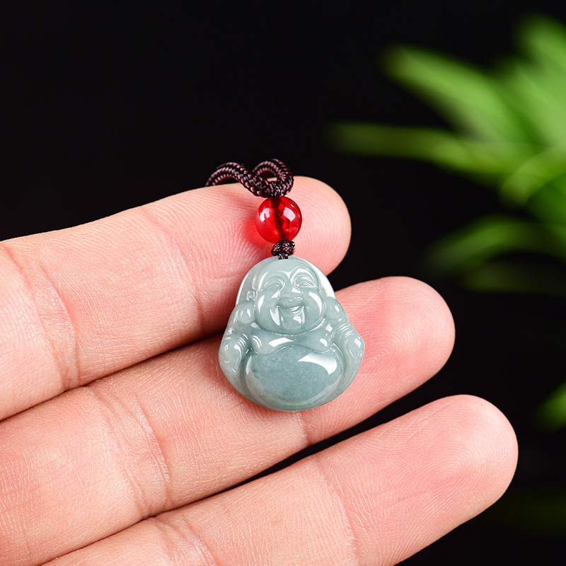 Vintage Fashion Online - Myanmar Jadeit Guanyin Buddha Anhänger Halskette