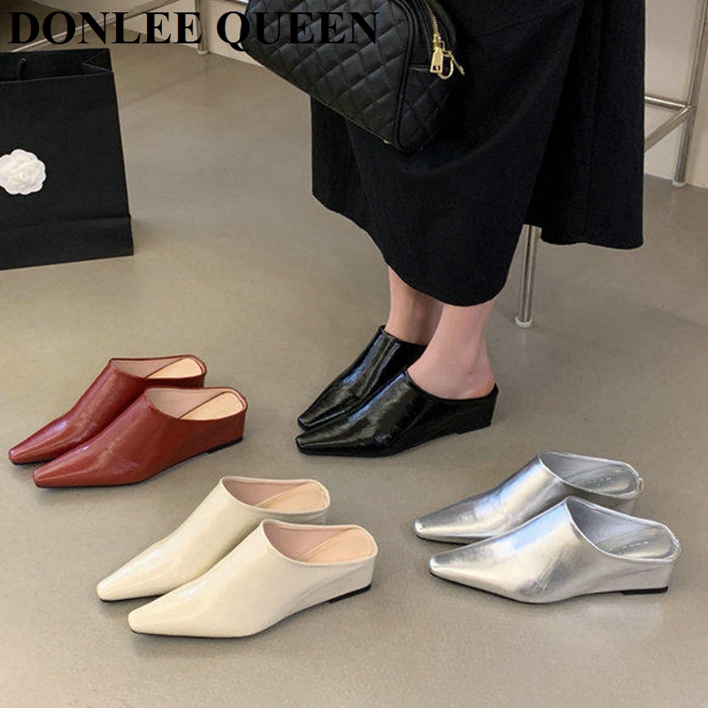 Vintage Fashion Online - Damen Mode Geschlossene Zehenpartie Mule-Slipper Quadratische