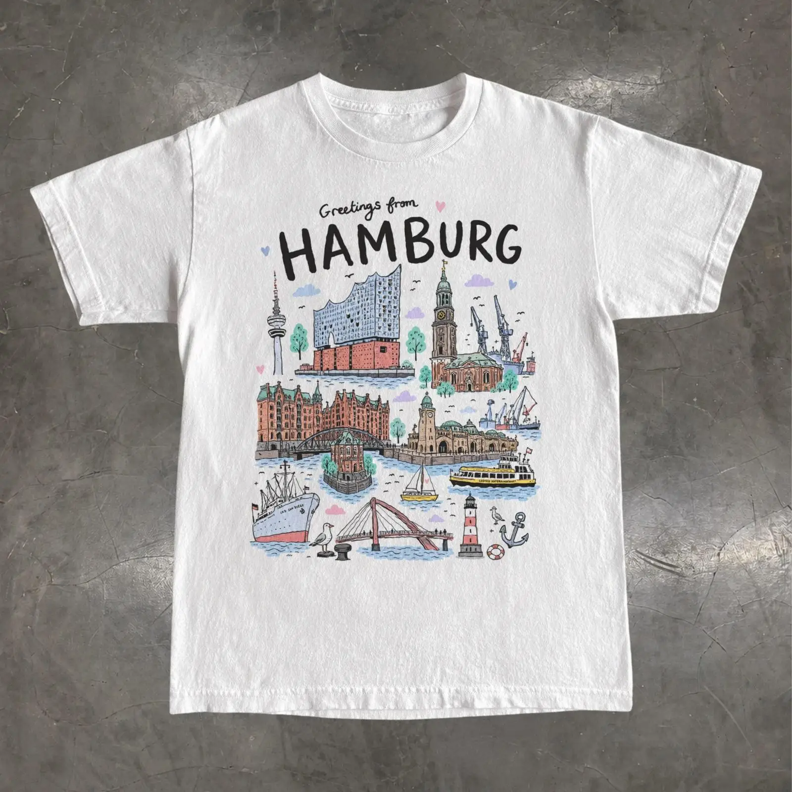 Vintage Fashion Hamburg - Hamburg Deutschland T-Shirt Elbphilharmonie Hafen Reise-Souvenir