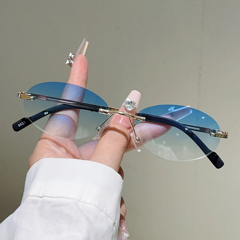 Randlose ovale Sonnenbrille fü – Vintage Outdoor Fashion Bewertung und Preis