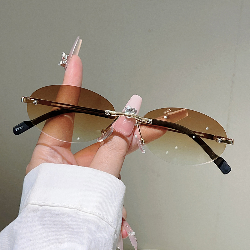 Randlose ovale Sonnenbrille fü – Vintage Outdoor Fashion Bewertung und Preis